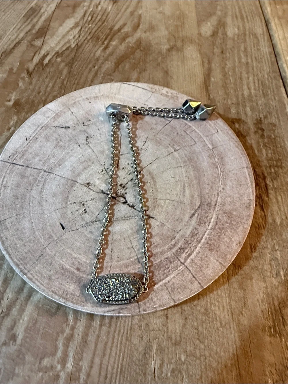 Kendra Scott Silver Sparkle Druzy Bar Bracelet